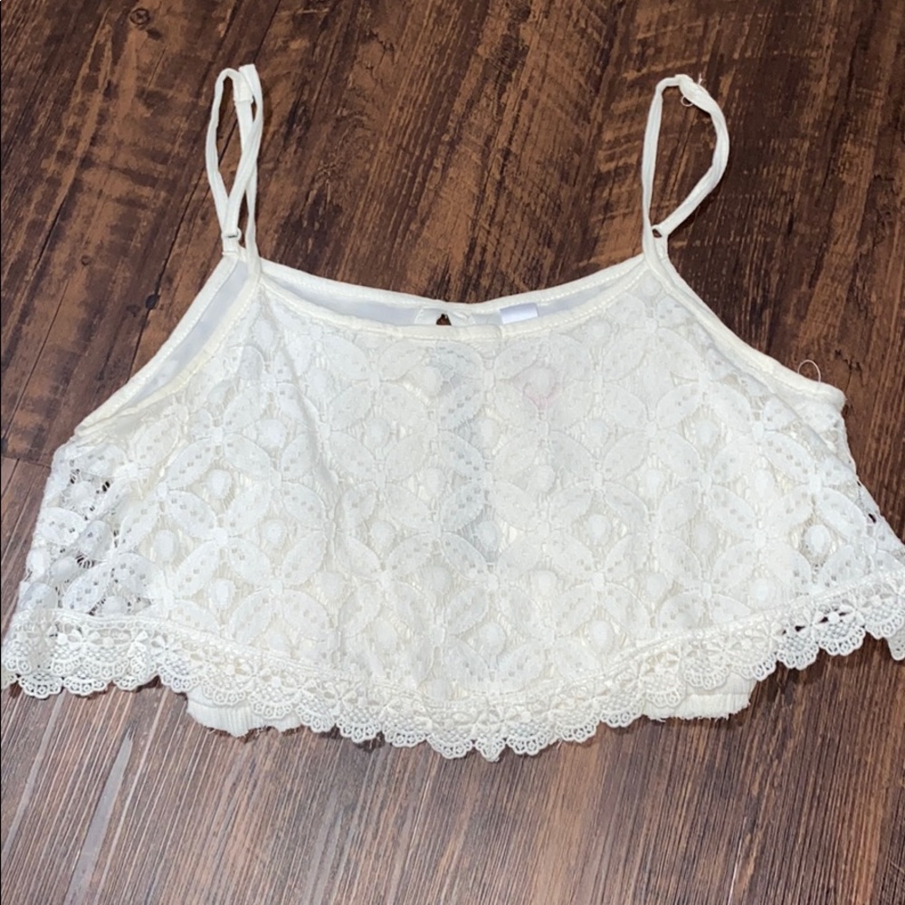 Cream Lace Crop Top